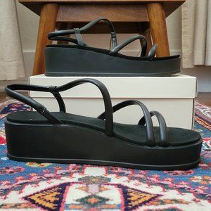 Anne Klein Vie Flatform Sandals with Box, Black, 8.5M, Comfort Foam insole, EUC